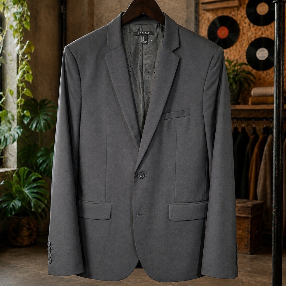 Slim Fit Charcoal Large Dark Gray Blazer 21 Men Size Medium